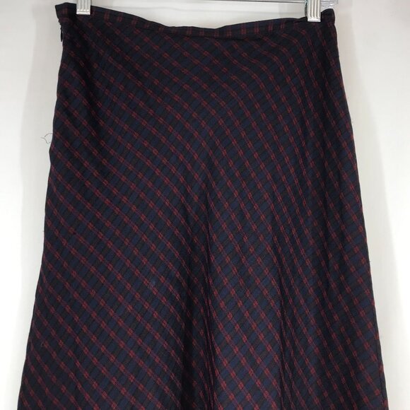 AEROPOSTALE - WOMEN'S 6 - NAVY & RED POLYESTER BLEND A-LINE MAXI SKIRT Y2K 90'S - Picture 5 of 8
